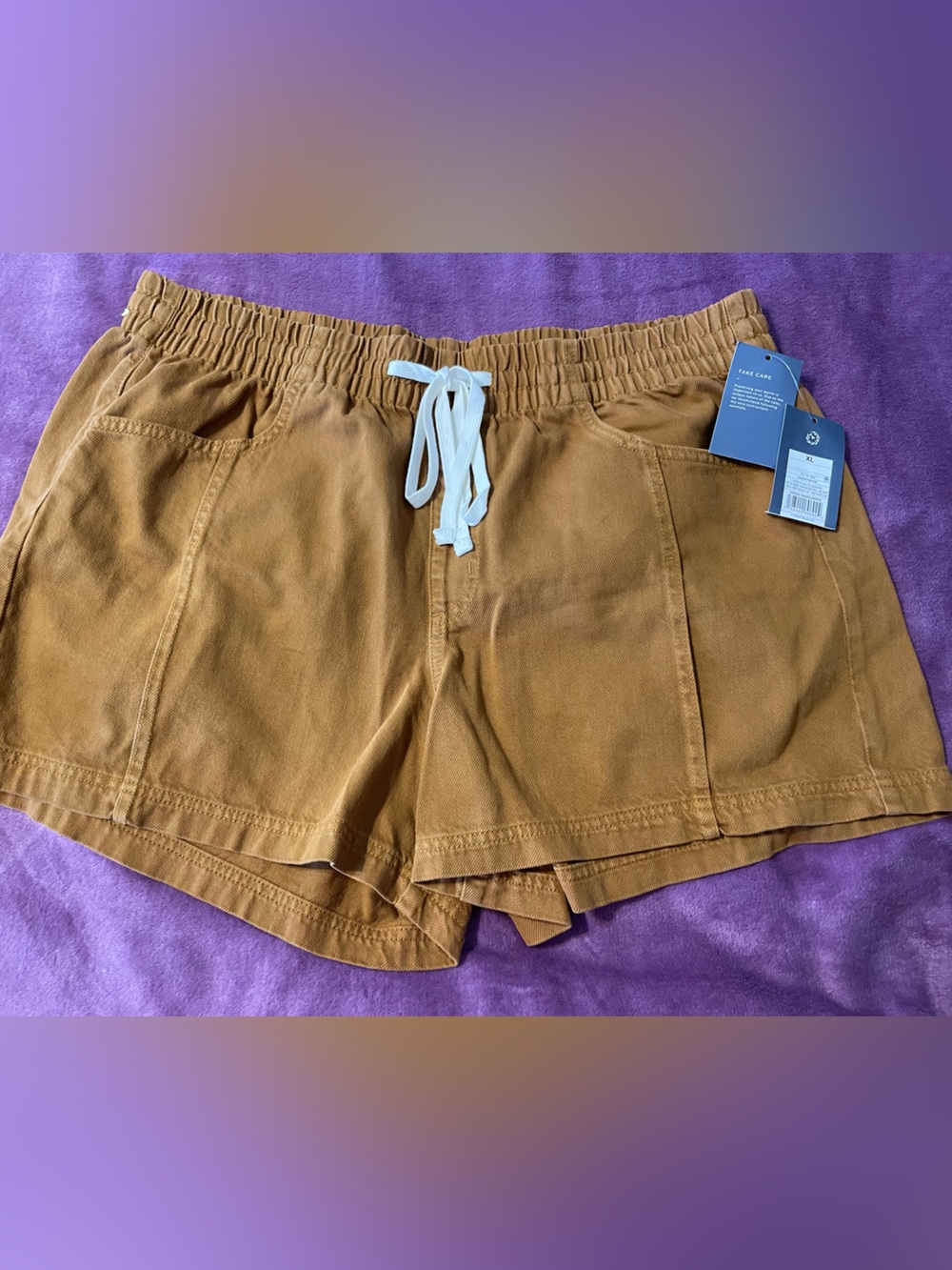 Universal Thread Women's Brown Pull-On Jean Shorts with White Drawstring